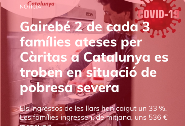 Els efectes de la covid-19: el 65% de les famílies ateses per Càritas estan en pobresa severa