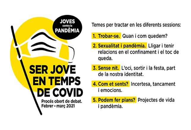 La Direcció General de Joventut organitza cinc debats sobre què implica  ser jove en temps de Covid 