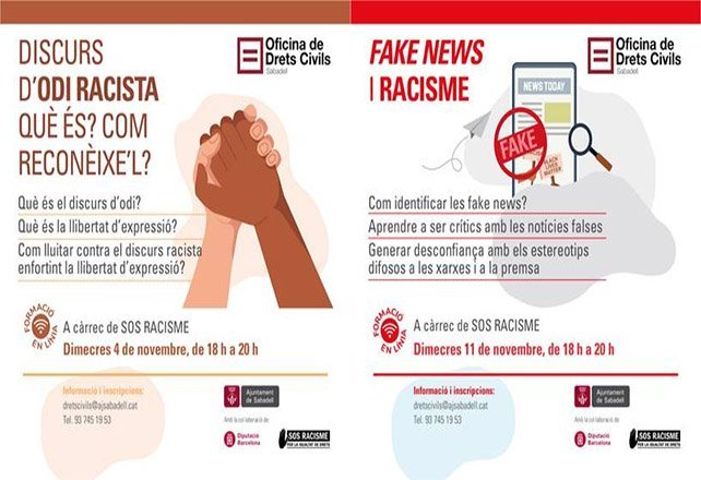 SOS Racisme organitza dos cursos per aprendre a identificar i frenar el discurs d’odi racista